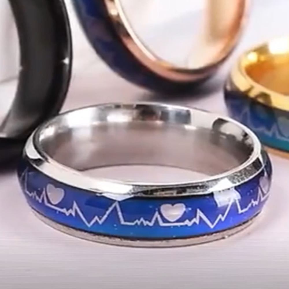 Stainless Steel Heartbeat Ring Men / Women - Picture 1 of 4